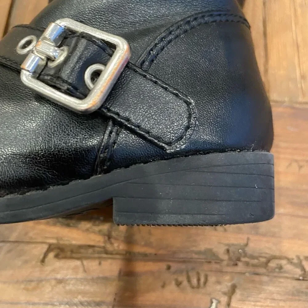 Garanimals Black Fashion Boots Side Zipper Knit Upper Buckle Accents Toddler Siz